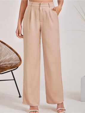 Shein Wide-Leg High-Rise Pants in Apricot
